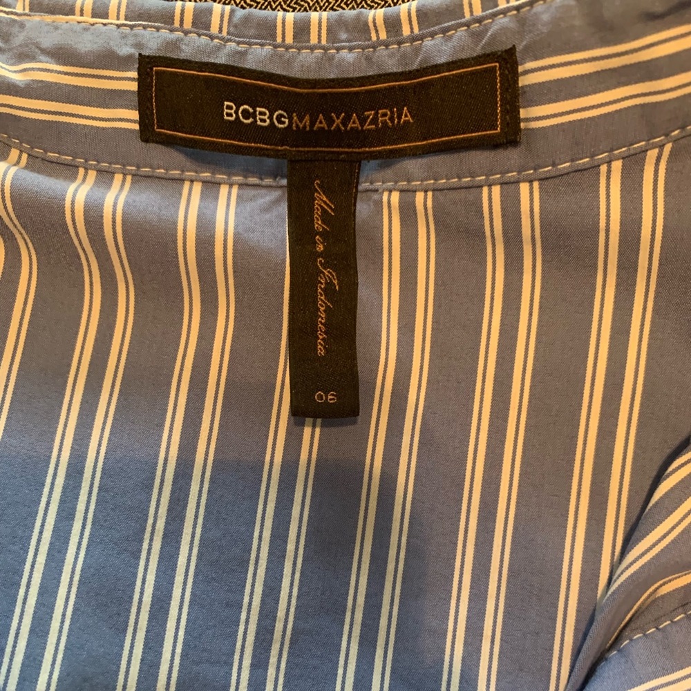 BCBG MAXAZRIA pinstripe blue and white dress